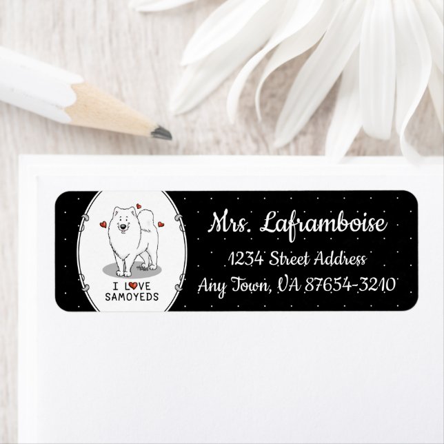 Etiqueta Amo a Samoyeds - Perro lindo (In situ)