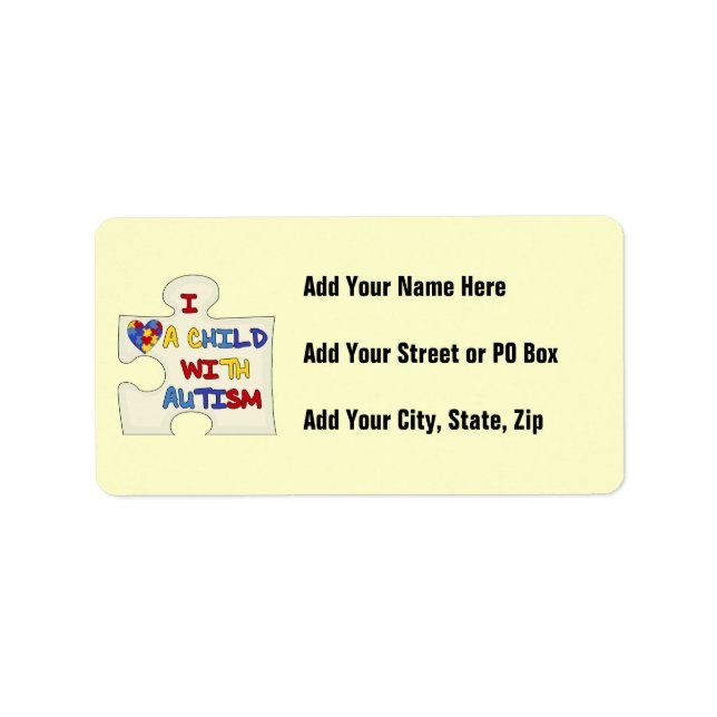 Etiqueta Amo a un niño con autismo (Frente)