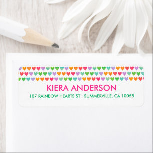 Etiqueta Amo arco iris Corazones colorido Moda de patrón di