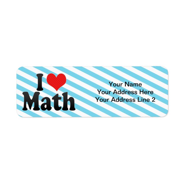 Etiqueta Amo las matemáticas (Frente)