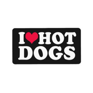 Etiqueta Amo los perros calientes rectangulares