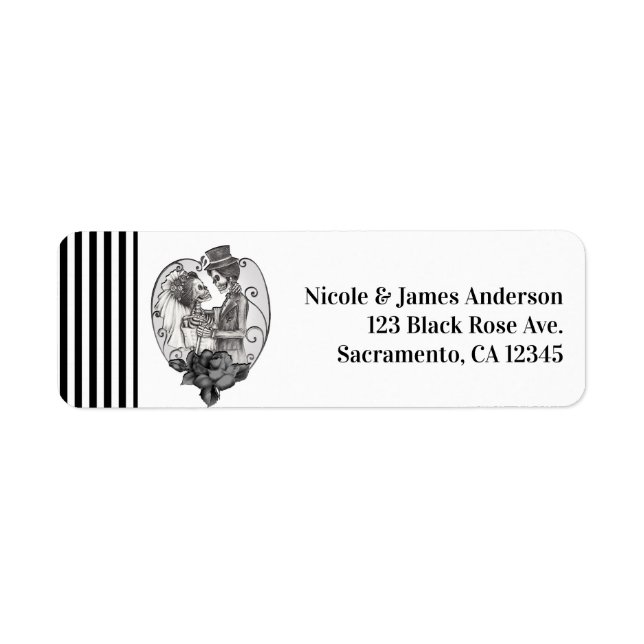 Etiqueta Amor de Esqueleto Pareja Matrimonio Danza Boda Gót (Frente)