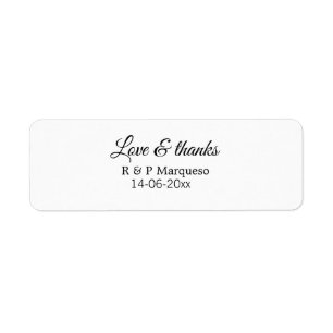 Etiqueta Amor & gracias agregar nombre de la pareja boda ag