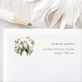 Etiqueta Amor romántico lindo Aves de guirnalda botánica