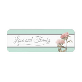 Etiqueta amor y gracias azul de huevo de pato