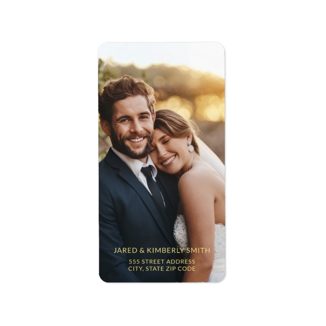 Etiqueta Añadir dirección de retorno vertical de foto (Frente)