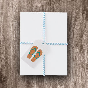 Etiqueta anaranjada del regalo de los flips-flopes