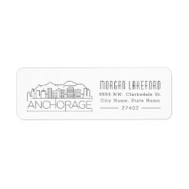 Etiqueta Anchorage, línea estilizada de Alaska |