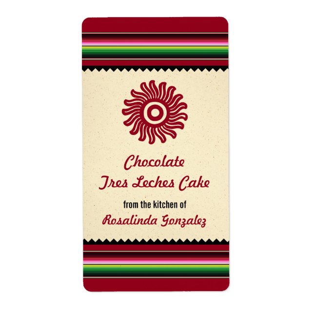 Etiqueta Ancient Mexican Sun Serape Kitchen (Frente)