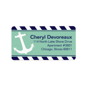 Etiqueta Ancla en franjas marina aqua
