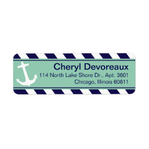 Etiqueta Ancla en franjas   marina aqua