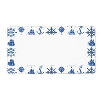 Etiqueta Ancla temática nautica azul y blanco