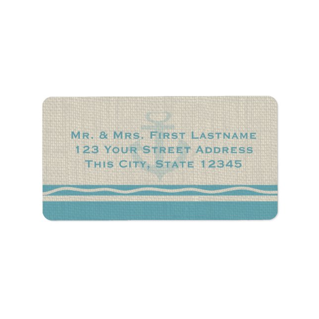 Etiqueta Anclaje verde azulado y Burlap (Frente)