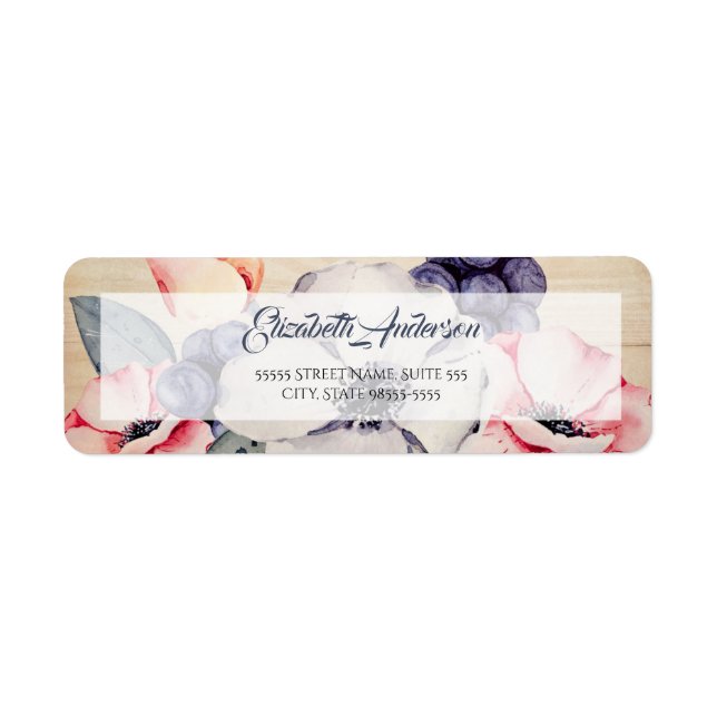Etiqueta Anémona Floral Rosa Rústica (Frente)