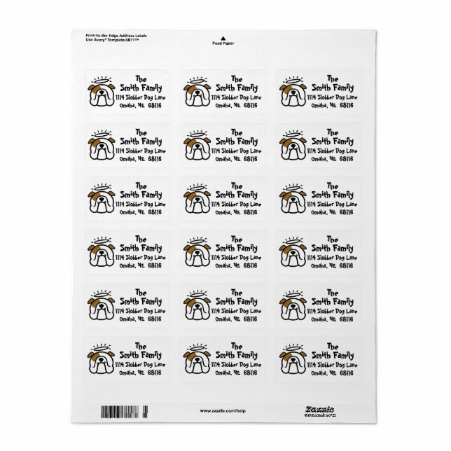 Etiqueta Ángel Bulldog inglés - Bulldog personalizado (Hoja Entera)