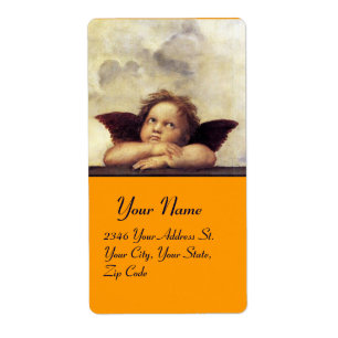 Etiqueta ANGEL / Cherub alado, naranja, blanco