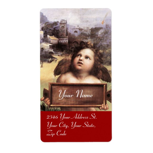 Etiqueta ANGEL / Cherub alado, rojo (Frente)