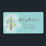 Etiqueta Angel Christmas Tree Blue ID197<br><div class="desc">Un estilizado y único árbol de Navidad coronado por ángeles, latas de dulces y oropel se coloca sobre un fondo de pequeños copos de nieve para el diseño presentado en esta llamativa etiqueta de envío. El hermoso texto del guión de 'Feliz Navidad' es opcional y puede ser borrado si lo...</div>