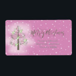 Etiqueta Angel Christmas Tree Orchid Pink ID197<br><div class="desc">Un estilizado y único árbol de Navidad coronado por ángeles, latas de dulces y oropel se coloca sobre un fondo de pequeños copos de nieve para el diseño presentado en esta llamativa etiqueta de envío. El hermoso texto del guión de 'Feliz Navidad' es opcional y puede ser borrado si lo...</div>