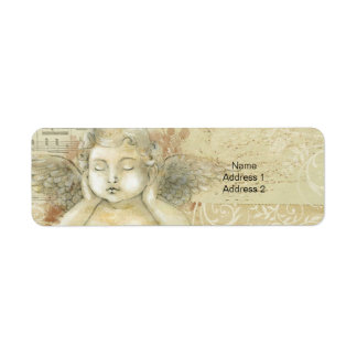 Etiqueta Ángel de Cherub de estilo antiguo con manos sobre 