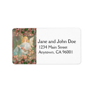 Etiqueta Ángel de guarda con los rosas rosados