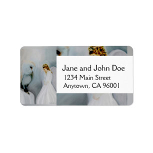 Etiqueta Ángel de guarda del cuidado y búho blanco