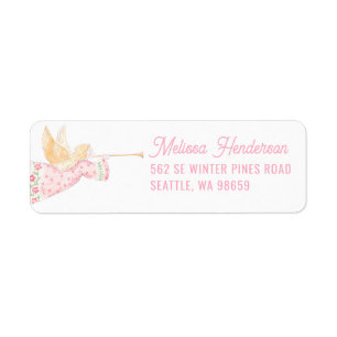 Etiqueta Ángel de Navidad de Rosa Pastel