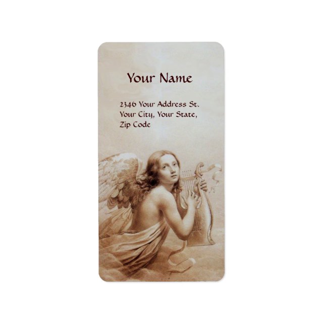 ETIQUETA ANGEL JUGANDO LYRA SOBRE LAS NUBES (Frente)