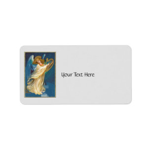 Etiqueta Ángel Jugando Música En Un Arpa