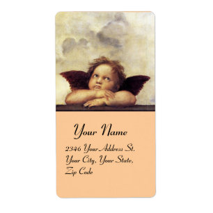 Etiqueta ÁNGEL / Querubín alado,,marrón,blanco