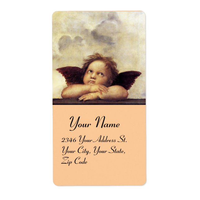 Etiqueta ÁNGEL / Querubín alado,,marrón,blanco (Frente)