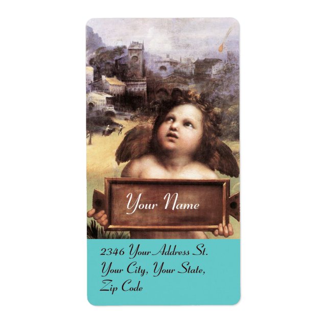 Etiqueta ÁNGEL / Querubín alado, morado (Frente)