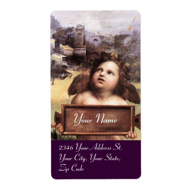 Etiqueta ÁNGEL / Querubín alado, morado (Frente)