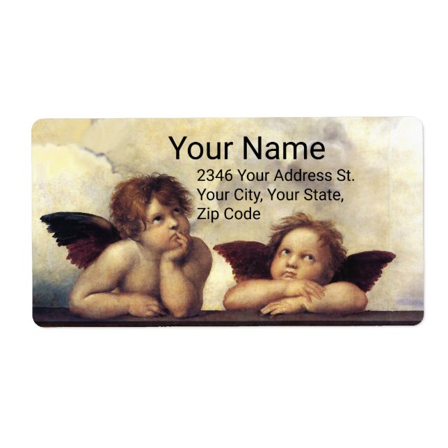 Etiqueta ÁNGEL / Querubines alados Raffaello Sanzio (Frente)