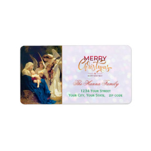 Etiqueta Ángeles Religiosos Festivos Natividad Feliz Navida