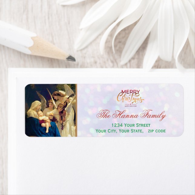 Etiqueta Ángeles Religiosos Festivos Natividad Feliz Navida (In situ)