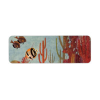 Angelfish en coral, pescado tropical vintage en el