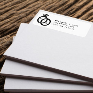 Etiqueta Anillo de bodas de diamantes en blanco y negro con