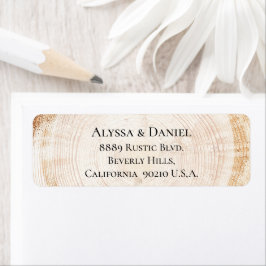 Etiqueta Anillo rústico de boda con textura de corteza de á