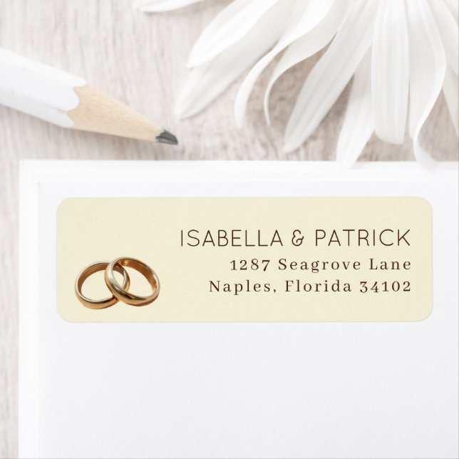 Etiqueta Anillos de boda beige elegantes (In situ)