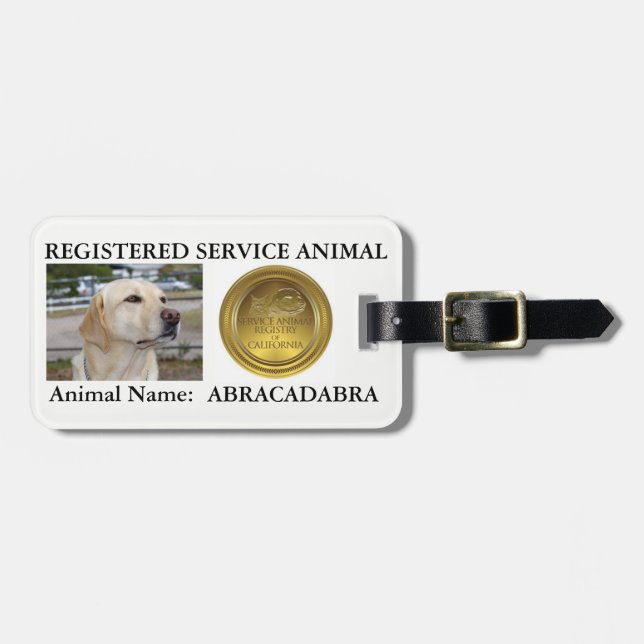 Etiqueta animal registradoa del servicio (con (Frente Horizontal)