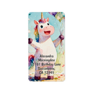 Etiqueta Animales Cumpleaños Infantil - Lindo Unicornio 1
