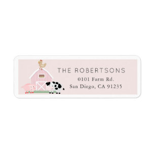 Etiqueta Animales de granja Barnyard Pink