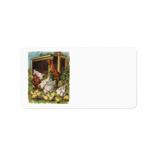 Etiqueta Animales de granja de cosecha, gallos, gallinas (Frente)