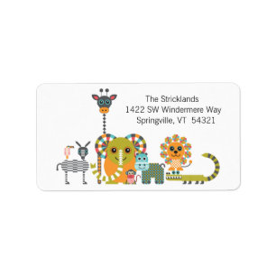 Etiqueta Animales de Safari de la selva moderna de niños ab