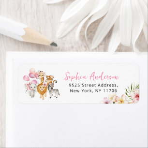 Etiqueta Animales de safari floral baby shower dirección de