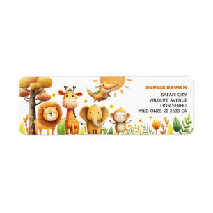 Etiqueta Animales de Safari Lindos ZOO Vida Silvestre Direc