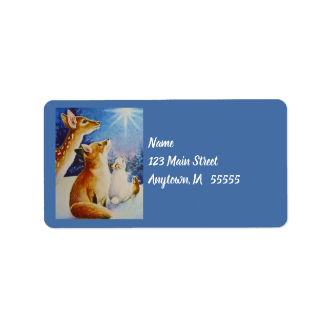 Etiqueta Animales de Woodland Véase Navidades Star Watercol (Frente)