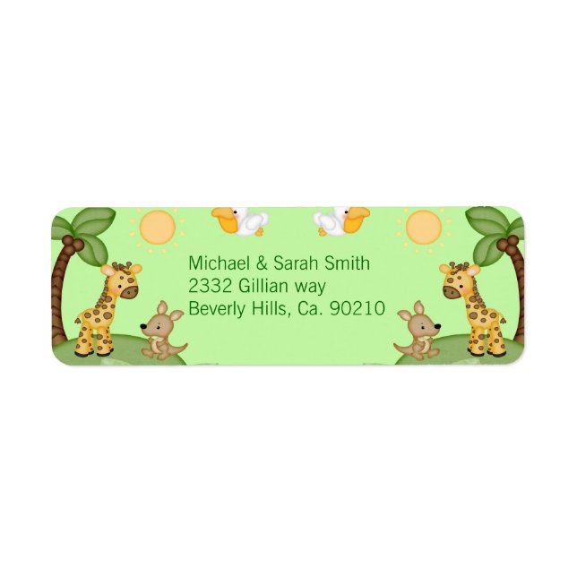 Etiqueta Animales Safari Cheetah Imprimir Baby Shower (Frente)