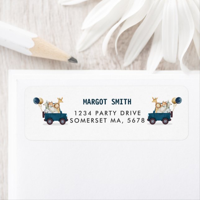 Etiqueta Animales Safari manejados por Baby Shower Greenery (In situ)